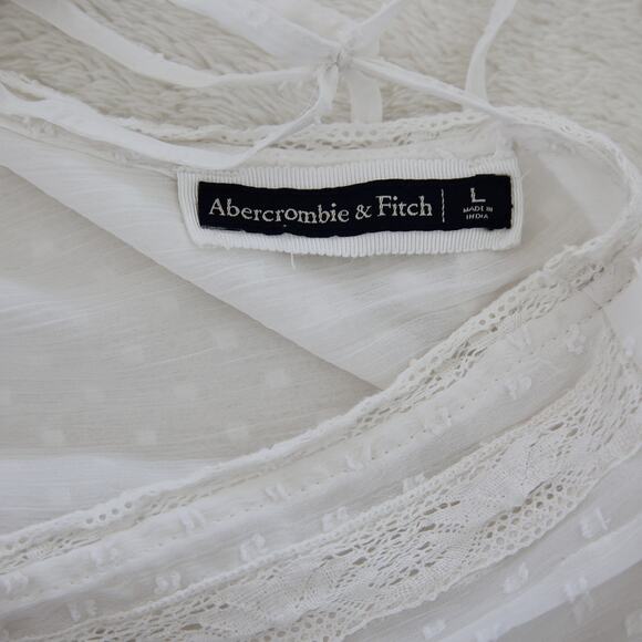 Abercrombie & Fitch Cotton Cottagecore Swissdot peasant blouse size L - Picture 4 of 6